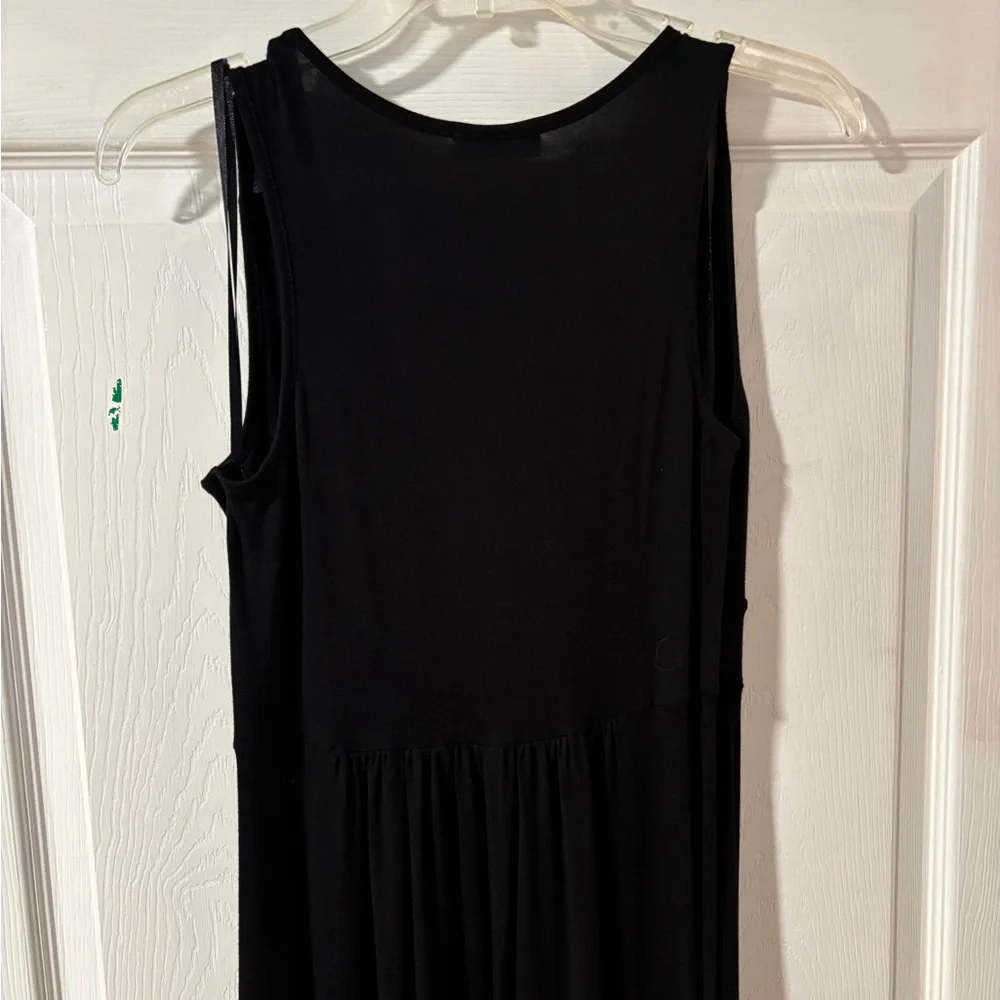 Loveappella Black V-Neck Jersey Sleeveless Maxi Dress - Picture 9 of 14